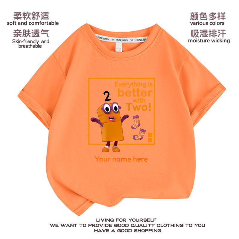 Digital Building Blocks T-Shirt Numberblocks Children'S Clothes Boys And Girls Digital Pattern Short Sleeve Suit Summer 1-10 - Image 1
